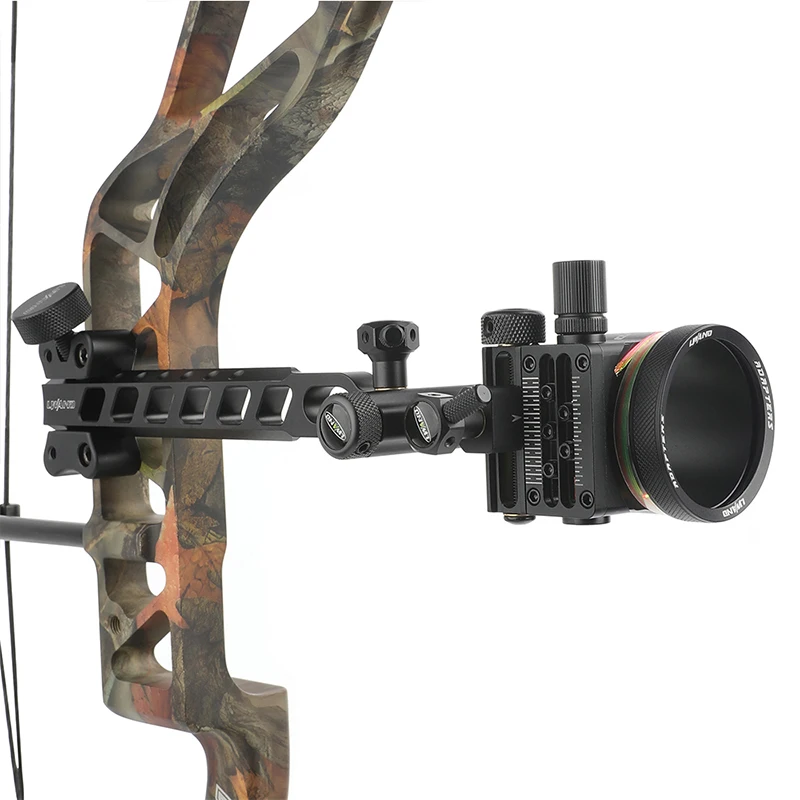 Compound Bow Sight 0.019" Fiber Optic Pin Micro Adjustable 5 Needle Aiming for Archery Hunting Shooting Accessories